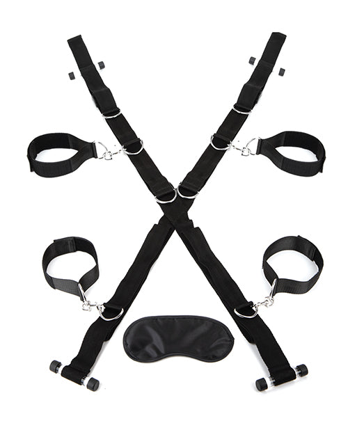 Lux Fetish Over the Door Cross w/4 Universal Soft Restraint Cuffs by Electric Eel INC
