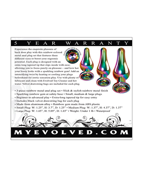 Evolved Rainbow Metal Plug set by Evolved Novelties INC