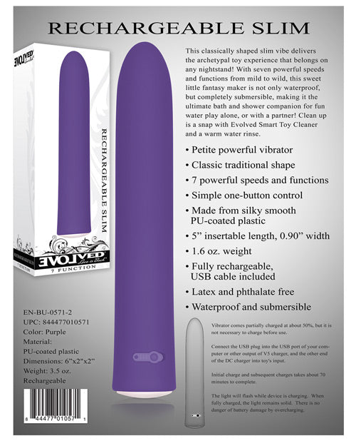 Evolved Love is Back Rechargeable Slim - Purple by Evolved Novelties INC