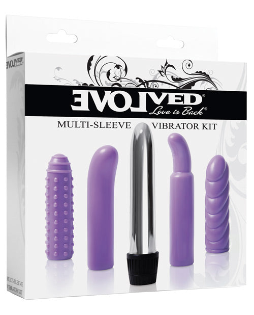 Evolved Multi Sleeve Vibrator Kit w/4 Textured Sleeves & Vibe - Purple by Evolved Novelties INC