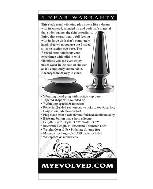 Evolved Advanced Vibrating Rechargeable Metal Plug - Black by Evolved Novelties INC