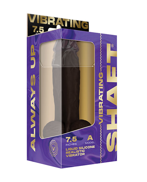 Shaft Flexskin Liquid Silicone 7.5" Vibrating Dong w/Balls - Mahogany by Vvole
