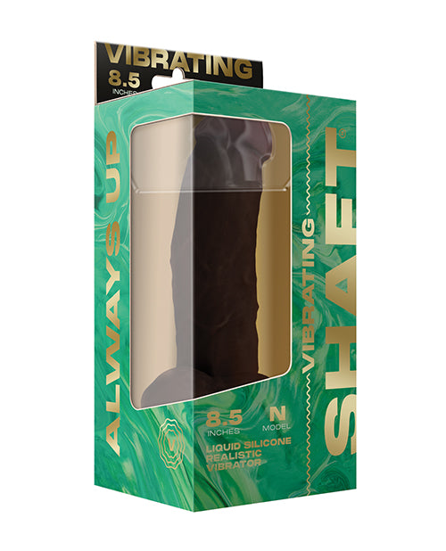 Shaft Flexskin Liquid Silicone 8.5" Vibrating Side Curve Dong w/Balls - Mahogany by Vvole