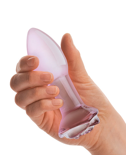 Glas 5" Rosebud Glass Butt Plug - Pink by Electric Eel INC