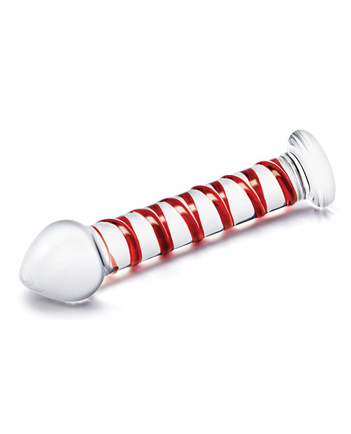 Glas 8" Mr. Swirly Glass Dildo - Red by Electric Eel INC