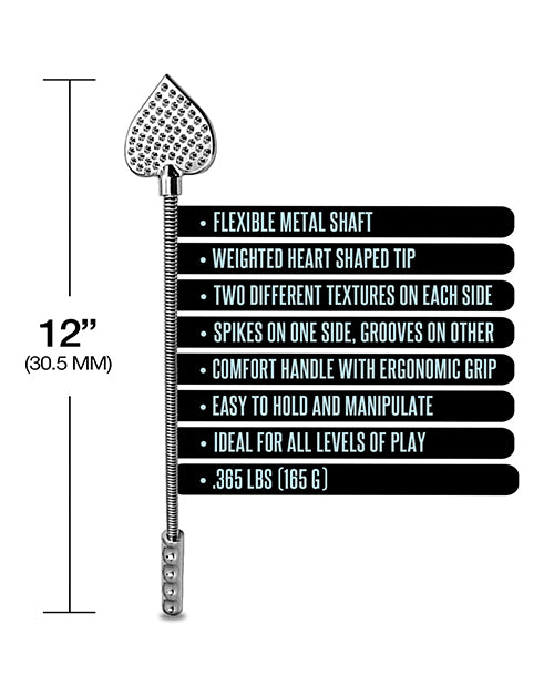 Nixie Flaming Heart Riding Crop - Silver by Global Novelties LLC