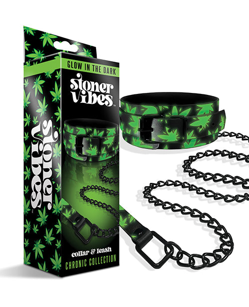 Stoner Vibes Glow in the Dark Collar & Leash by Global Novelties LLC