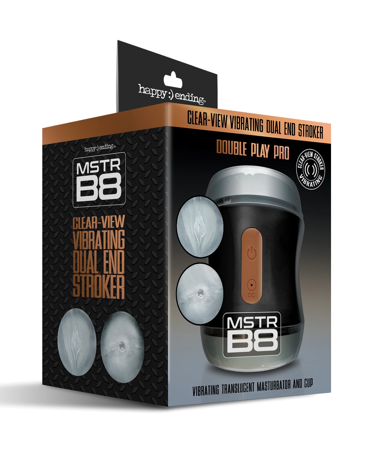 MSTR B8 Double Play Pro Vibrating Clear-View Dual End Stroker by Global Novelties LLC