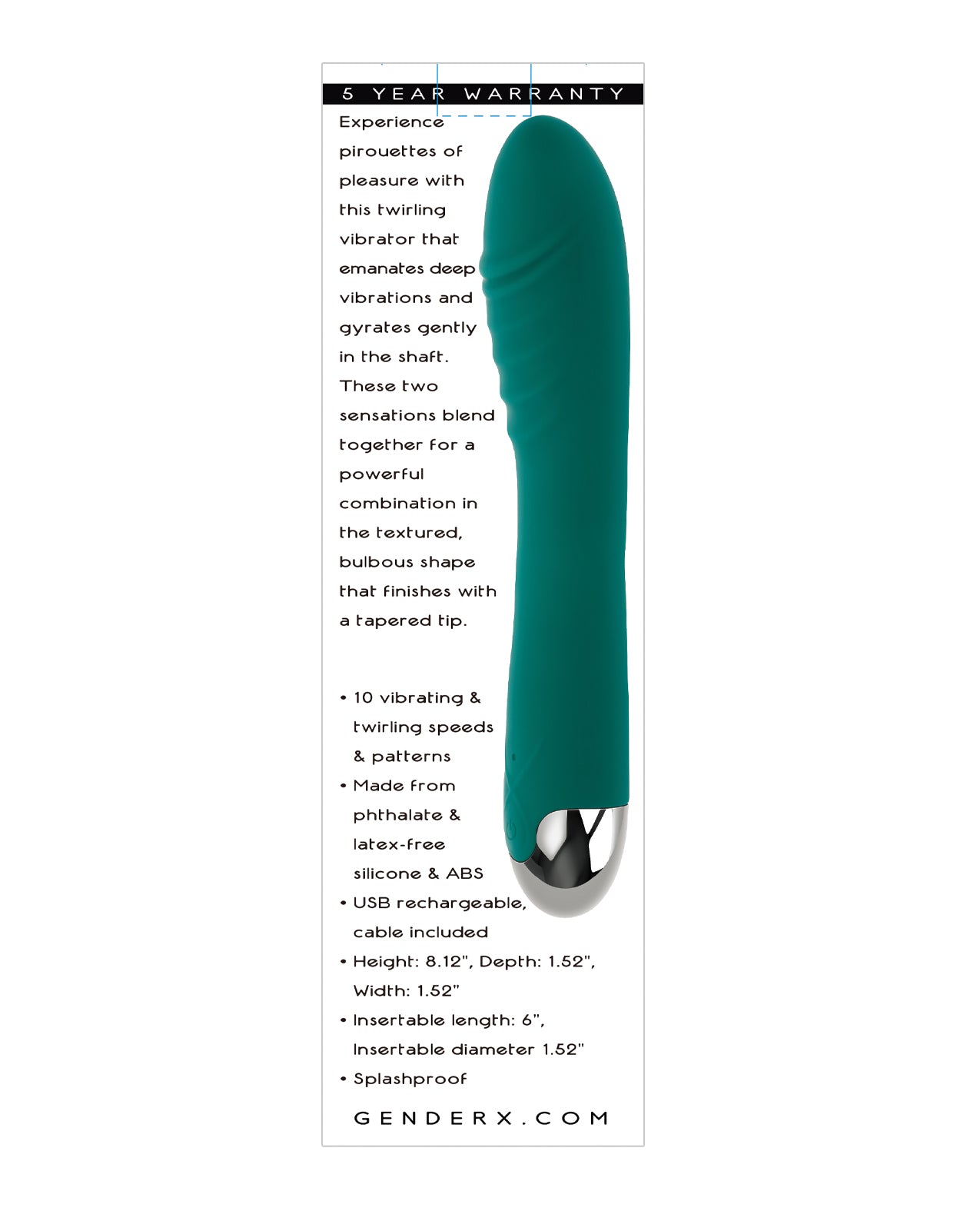 Gender X Pirouette Twirling Vibrator - Teal by Evolved Novelties INC