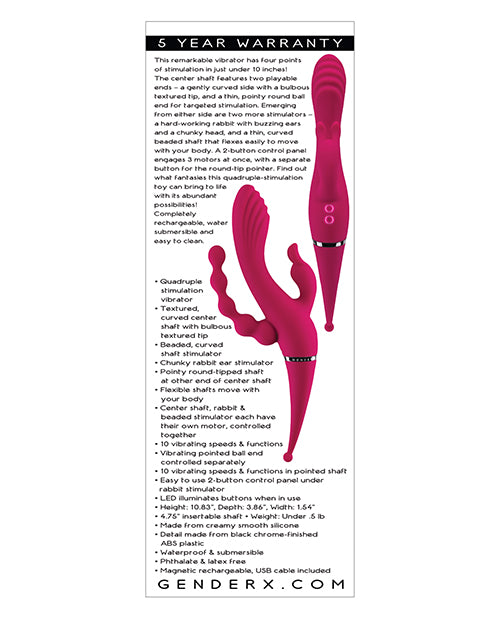 Gender X Four by Four Vibrator - Burgundy by Evolved Novelties INC