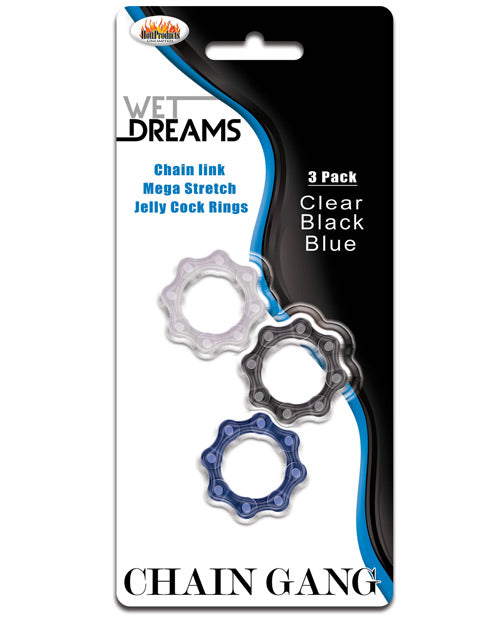 Wet Dreams Chain Gang Cock Rings - Asst. Pack of 3 by Hott Products
