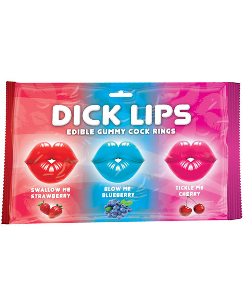 Dicklips Edible Gummy Cock Rings - Asst. Flavors Pack of 3 by Hott Products