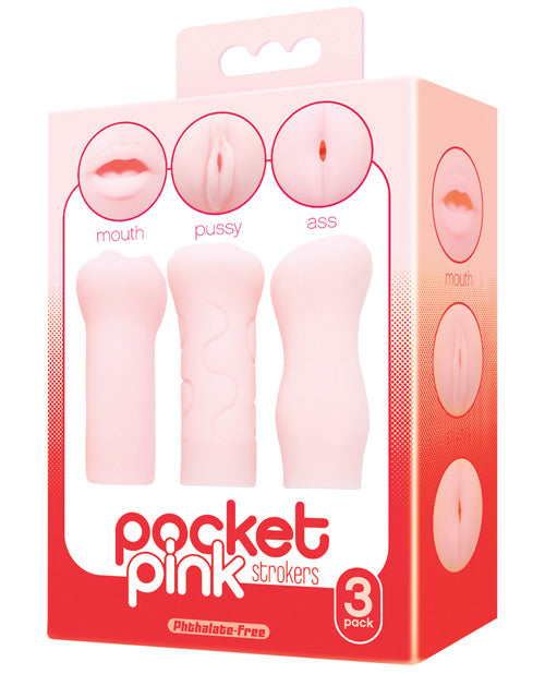 Icon Brands Pocket Pink Strokers - 3- Pack by Icon Brands INC