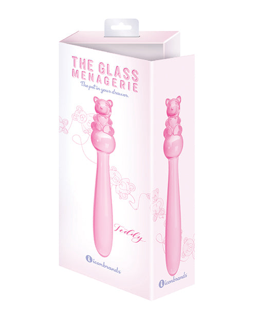Glass Menagerie Teddy Glass Dildo - Pink by Icon Brands INC