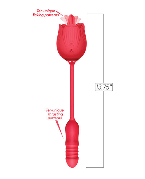 Wild Rose Licking & Thrusting Vibrator - Red by Icon Brands INC