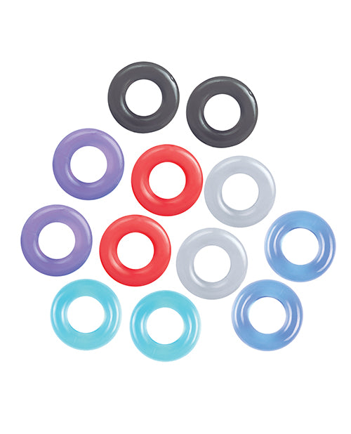 The 9's Baller's Dozen Original 12pc Cockring Set - Asst. Colors by Icon Brands INC