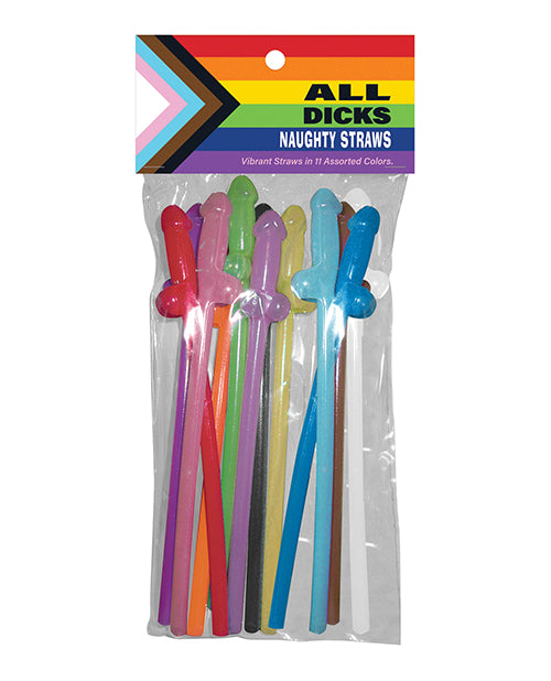 All Dicks Naughty Straws - Asst. Colors Pack of 11 by Kheper Games