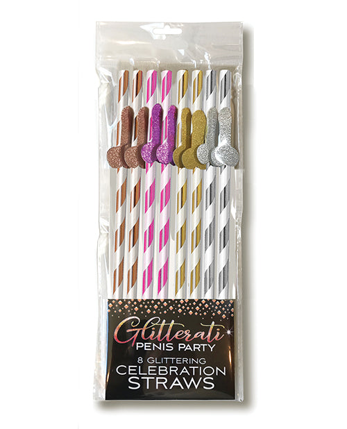 Glitterati Tall Penis Party Straws - Pack of 8 by Little Genie Productions LLC