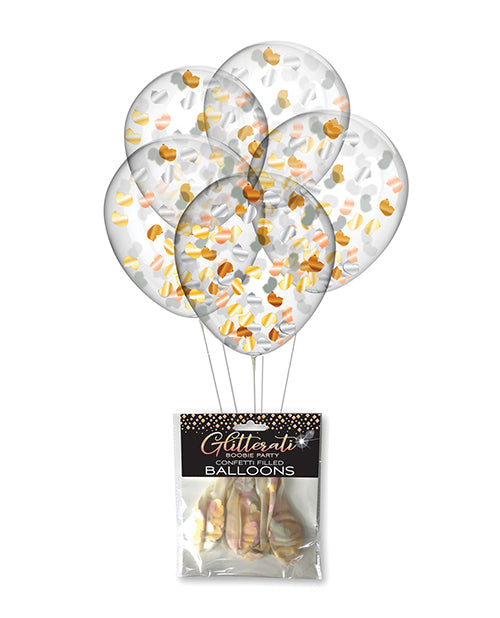 Glitterati Boobie Party Confetti Balloons - Pack of 5 by Little Genie Productions LLC