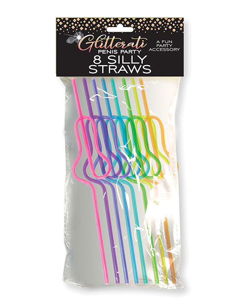 Glitterati Silly Penis Straws - Set of 8 by Little Genie Productions LLC