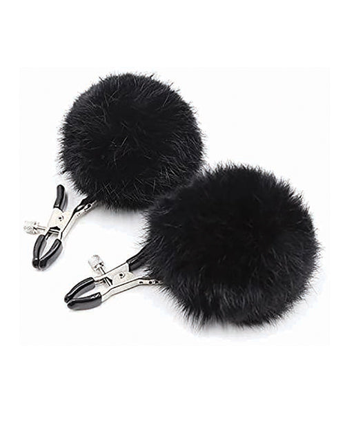 Sexy AF Nipple Clamps - Black Puff Ball by Little Genie Productions LLC