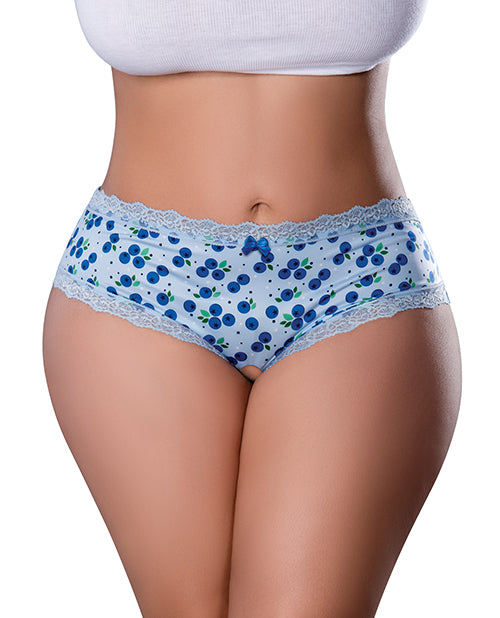 Sweet Treats Crotchless Boy Short w/Wicked Sensual Care Blueberry Lube - Blue QN by Magic Moments Int'l