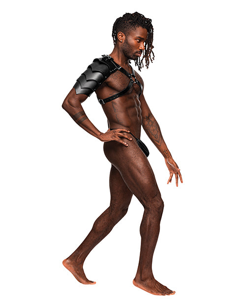 Aquarius PU Leather Chest Harness w/Half Sleeve Black O/S by Comme Ci Comme Ca