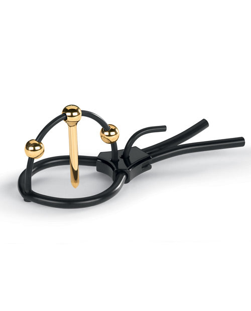 Mystim Plunging Pete w/Corona Strap & Urethral Sound - Black/Gold by Mystim Gmbh