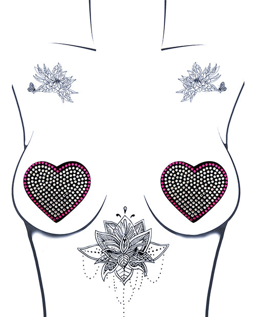 Neva Nude Burlesque Heart N' Soul Crystal Heart Pasties - Pink/Clear O/S by Neva Nude