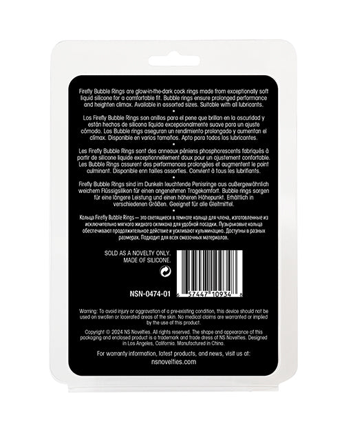 Firefly Glow in the Dark Bubble Cock Rings - White, Pack of 3 by Ns Novelties INC