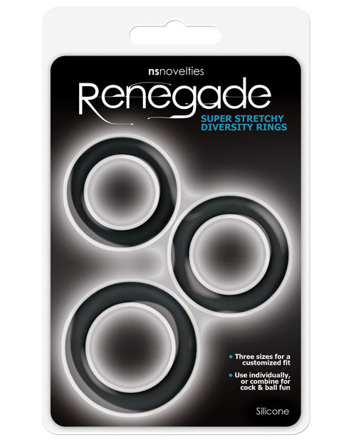 Renegade Diversity Rings - Black Pack of 3 by Ns Novelties INC
