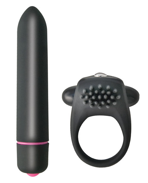 Intense Cockring & Bullet - Black by Nasstoys
