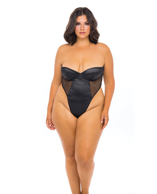Josephine High Leg Teddy W/removable Fishnet Collared Harness Black by Oh La La Cheri
