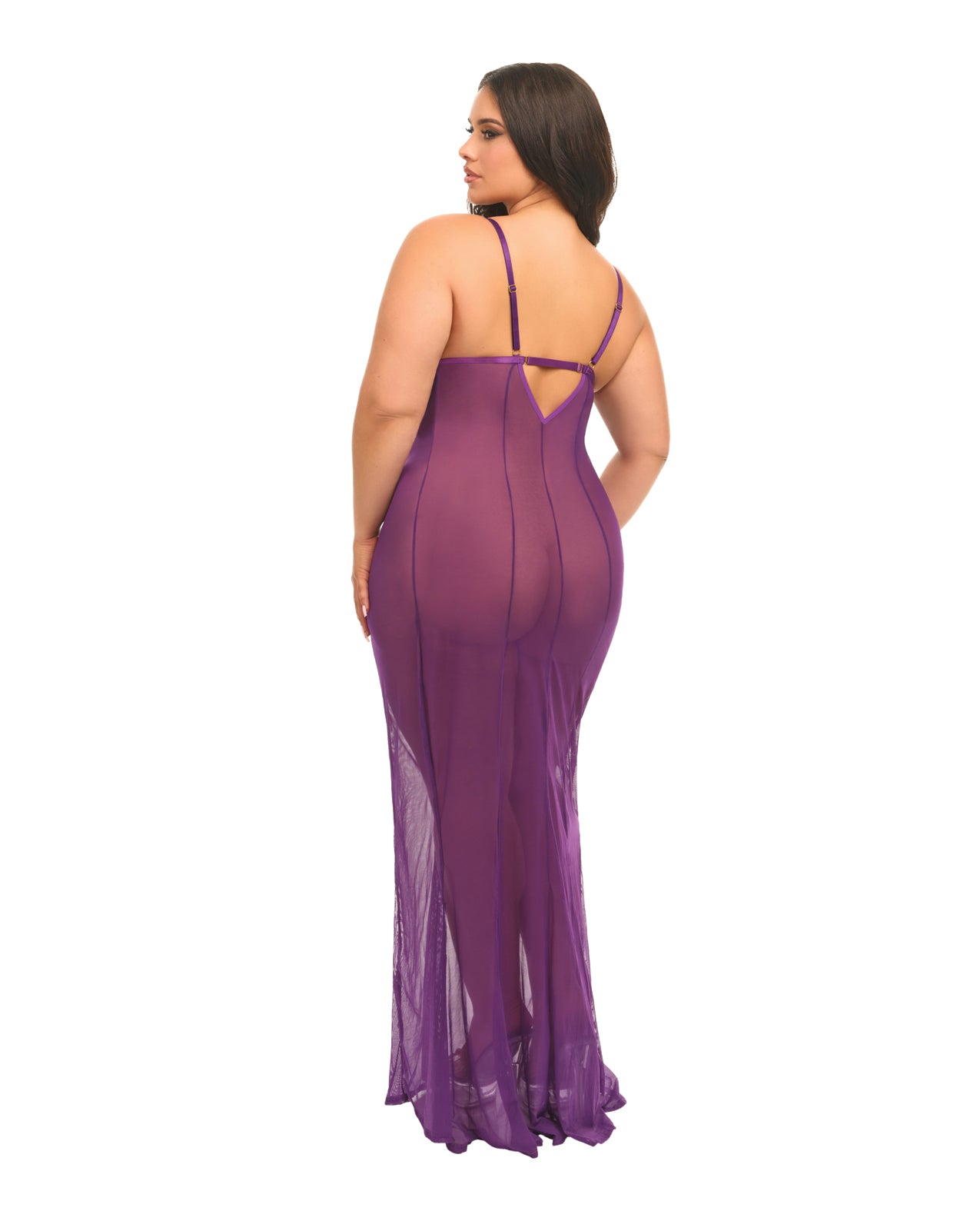 Katana Mesh & Eyelash Lace Gown - Purple 1X/2X by Oh La La Cheri