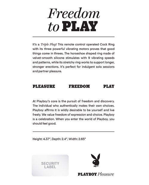 Playboy Pleasure Triple Play Cock Ring - 2 AM by Evolved Novelties INC