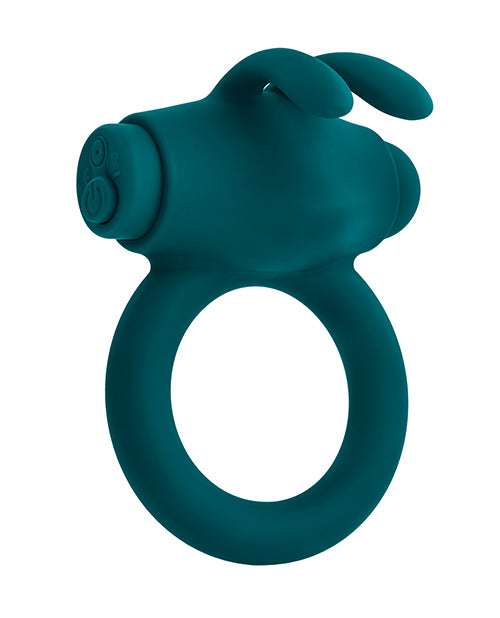 Playboy Pleasure Bunny Buzzer Cock Ring - Deep Teal by Evolved Novelties INC