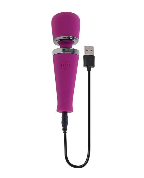 Playboy Pleasure Mic Drop Petite Wand Vibrator - Fuschia by Evolved Novelties INC