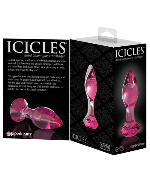 Icicles No. 79 Hand Blown Glass Diamond Butt Plug - Pink by Pipedream Products
