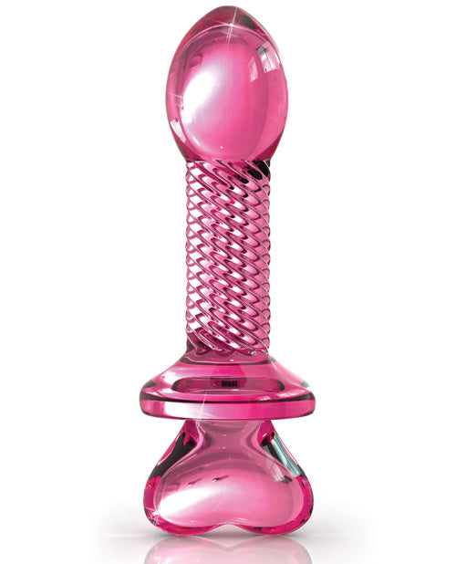 Icicles No. 82 Hand Blown Glass Butt Plug - Ribbed/Pink by Pipedream Products