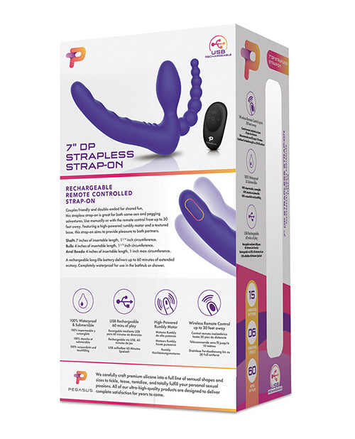 Pegasus 7" Strapless Strap On w/Remote - Purple by Electric Eel INC