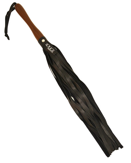 Rouge Leather Flogger w/Wooden Handle - Black by Rouge Group Ltd