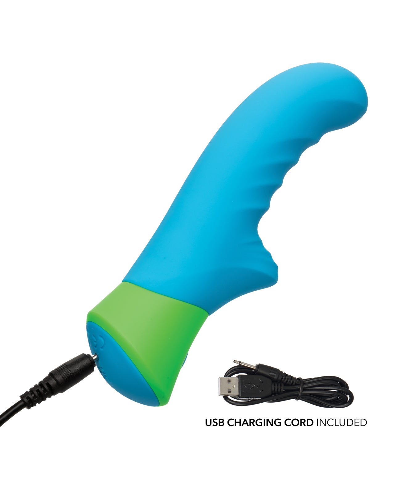 Rave Ridged-G Massager w/Rippled Shaft & Stimulator - Blue/Green by California Exotic Novelties