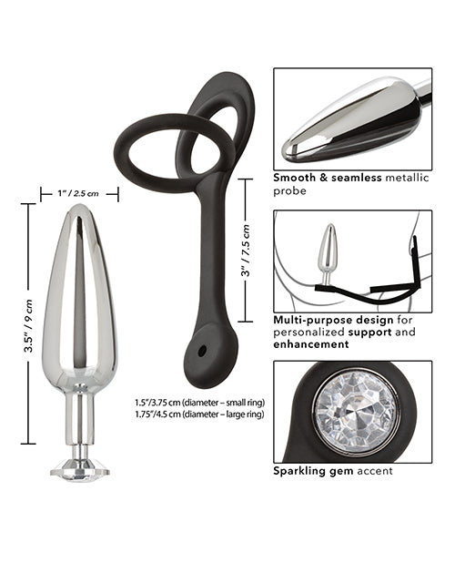 Star Fucker Slim Gem Plug w/Silicone Enhancer - Black by California Exotic Novelties