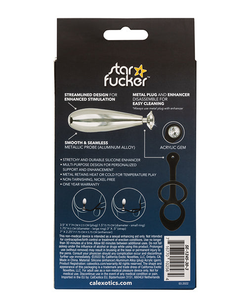 Star Fucker Glider Gem Plug w/Silicone Enhancer - Black by California Exotic Novelties