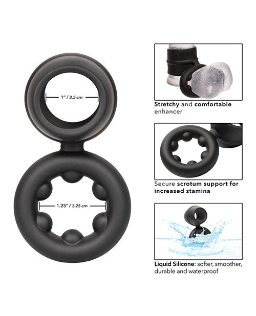 Alpha Liquid Silicone Dual Magnum Ring - Black by California Exotic Novelties