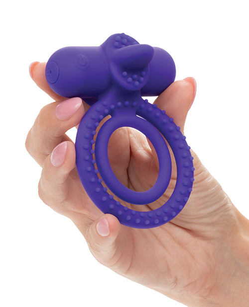 Couple's Enhancer Silicone Rechargeable Dual Climaxer Enhancer w/Flickering Tongue - Purple by California Exotic Novelties