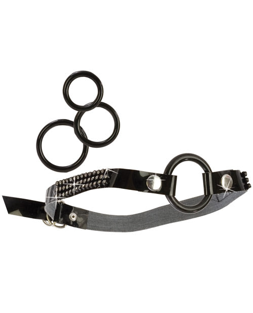Bound by Diamonds Open Ring Gag - Black by California Exotic Novelties