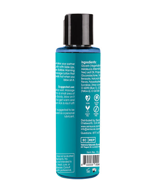 Sizzle Lips Warming Gel - 4.2 oz Bottle Blueberry Ice Pop by Sensuva Valencia Naturals