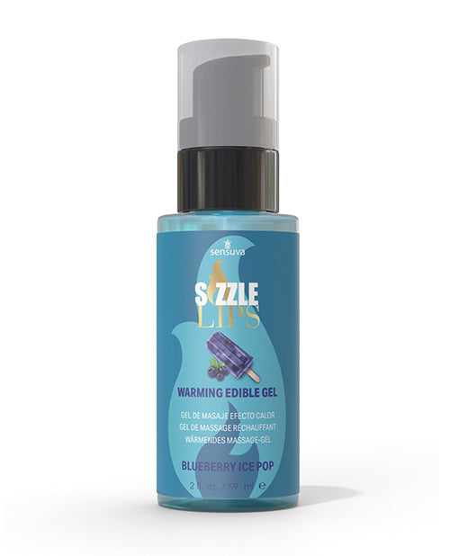 Sizzle Lips Warming Gel - 2 oz Bottle Blueberry Ice Pop by Sensuva Valencia Naturals