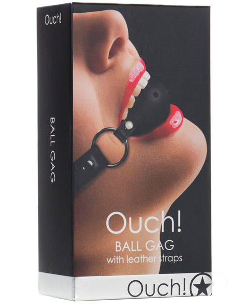 Shots Ouch Ball Gag w/Leather Straps - Black by Shots America LLC